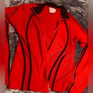 Black, and red jacket. doesn’t have a zipper